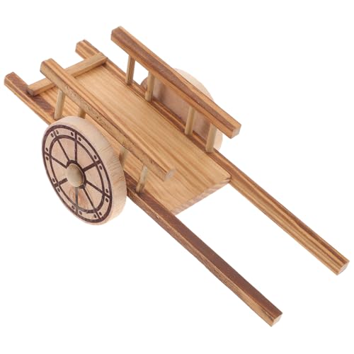 SOPOTUTU Miniatur Handwagen Modell Holz Miniaturwagen Mini Garten Dekoration Realistisches Landschaftsornament für Fotografie und Bildungszwecke von SOPOTUTU
