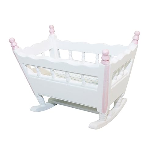SOPOTUTU Miniatur Holz Babybett Puppenhaus Möbelmodell Stabile Natürliche DIY Miniaturmöbel für Puppenhäuser Charmante Kinderzimmerdekoration Spielerisches Zubehör für Puppenbett Szenen von SOPOTUTU