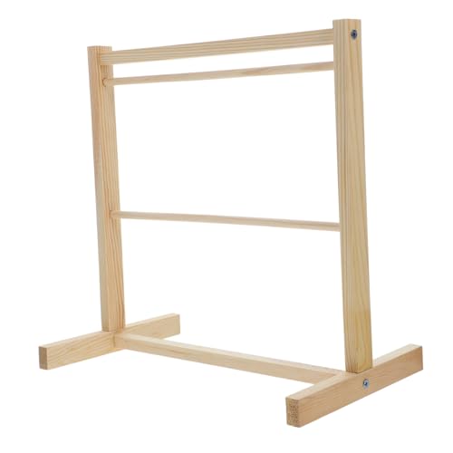 SOPOTUTU Miniatur Holz Kleiderständer Doppellagig Puppenhaus Kleidung Organizer Holz Kleiderbügel für Puppen Kleidungsstücke Robustes Design zur Formbewahrung und Vielseitigem Einsatz von SOPOTUTU