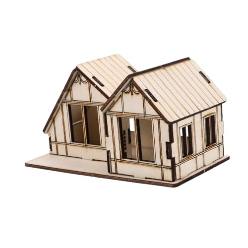 SOPOTUTU Miniatur Holzhaus Modellbausatz Präzise Lasergeschnittenes DIY Puzzle Bausatz für Pädagogisch Kreativ zum Basteln und Dekorieren von Miniatur Sandplätzen von SOPOTUTU