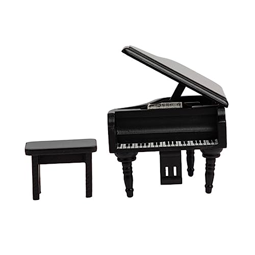 SOPOTUTU Miniatur Holzklavier Mini Piano Dekoration Puppenhaus Zubehör Detailreiches Langlebiges Schwarzes Mini Flügel Modell für Kreative Hausgestaltung und Realistische Puppenhaus von SOPOTUTU