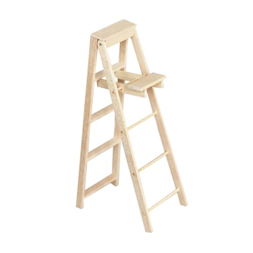 SOPOTUTU Miniatur Holzleiter Faltbar Holztreppe DIY Puppenhausmöbel Miniaturhaus Zubehör Naturfarben Leicht für Miniaturhaus Dekoration von SOPOTUTU