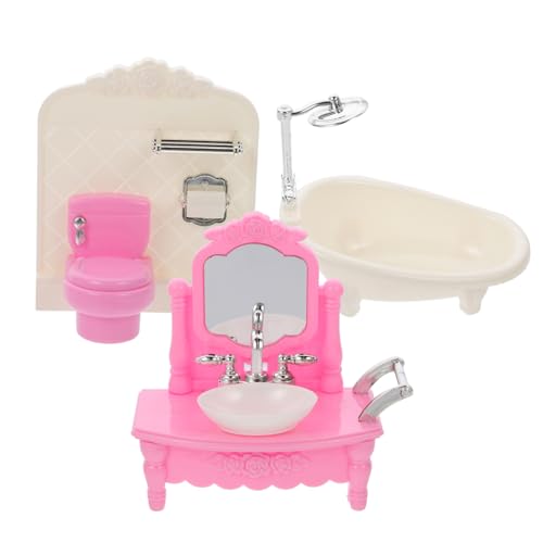 SOPOTUTU Miniatur Puppenhaus Badezimmer Möbel Teilig Toilette Waschbecken Badewanne Zubehör für Mini Häuser Realistische Mini Möbel Modelle von SOPOTUTU