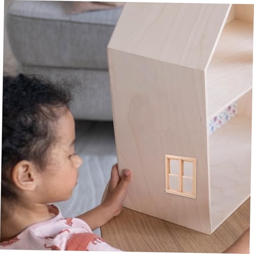 SOPOTUTU Miniatur Puppenhaus Fenster Holzmodell Realistisch Gearbeitet Leicht Wiederverwendbar Bemalbar Dekoratives Zubehör für Puppenhaus Langlebig und Einfach zu Handhaben von SOPOTUTU