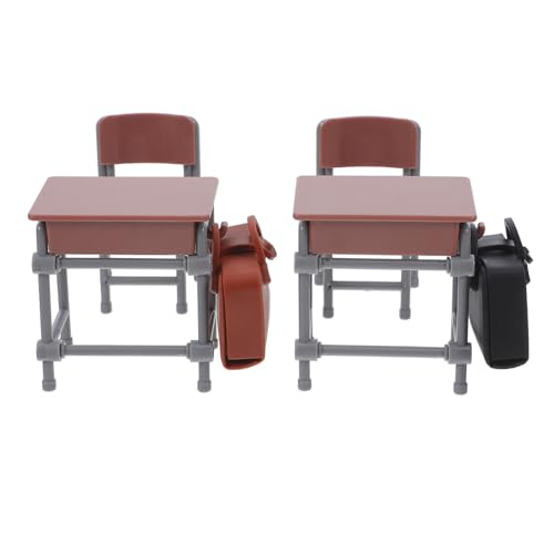 SOPOTUTU Mini-Rucksack-Spielzeug Puppenhaus-Schreibtisch Und Stuhl Mini-Schreibtisch Für Puppenhaus Miniatur-möbelmodell-Spielzeug Puppenhaus-schulbedarf Miniatur-möbel von SOPOTUTU