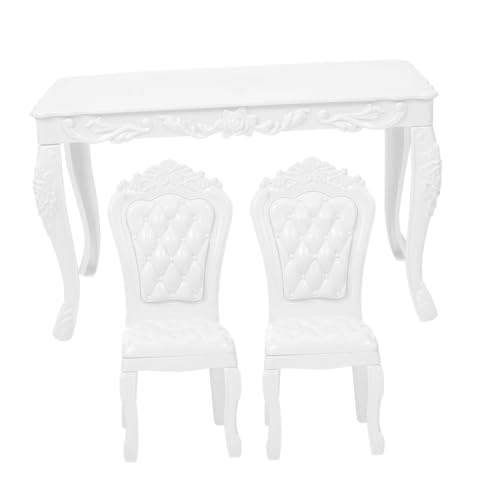 SOPOTUTU Miniatur Puppenhaus Möbel Set Tisch Stühle Mini Tisch Stuhl Zubehör für Puppenhaus Dekoration und Miniatur Szenen von SOPOTUTU