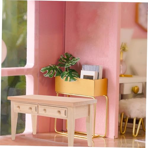 SOPOTUTU Miniatur Puppenhaus Möbelset Holz Modell mit Realistischen Details Leicht und Kreativ Miniatur Tisch und Stuhl für Puppenhaus Dekoration und Bastelprojekte von SOPOTUTU