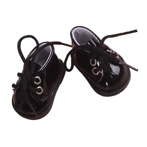 SOPOTUTU Miniatur Puppenschuhe Schwarz Simulation Mini Schuhe Puppenzubehör Dekoration für Puppen Haus Zubehör von SOPOTUTU