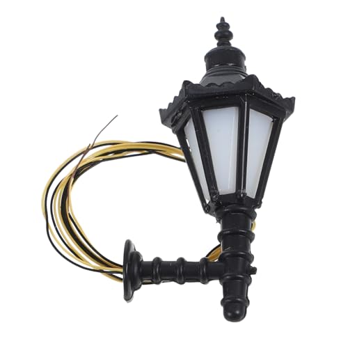 SOPOTUTU Miniatur Wandlampe Schwarz mit Kabel Dekoratives Puppenhaus Licht Kleine Modellhaus Beleuchtung für Simulation Wandlicht Zubehör für Miniatur Szenen von SOPOTUTU