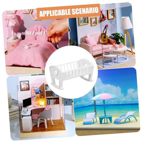 SOPOTUTU Miniaturbett Modell Puppenhaus Möbel Weiß Detailgetreues Mini Kinderbett Leichtes Langlebiges Puppenhaus Zubehör Passend für Schlafzimmer Dekoration Wiederverwendbar Realistische von SOPOTUTU