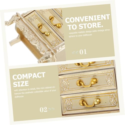 SOPOTUTU Miniature Vintage Dollhouse Furniture Kunststoff Seitenschrank mit Realistischem Design Stabiles Modell für Schlafzimmer und Wohnzimmer Vielseitig als Dekoration und Sammlerstück von SOPOTUTU