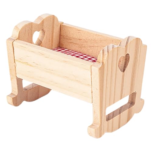 SOPOTUTU Miniaturisierte Puppenwiege aus Holz Realistisches Puppenhaus Möbelstück Charmantes Accessoire für Kreatives und Puppenhaus Dekoration von SOPOTUTU