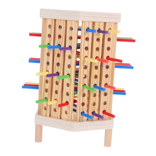 SOPOTUTU Montessori Holz Brettspiel Eckig Buntes Zählspiel Pädagogisches Holzstäbchen Lernspielzeug Feinmotorik Hand Auge Koordination für Ab Jahren Familien Interaktives Spiel von SOPOTUTU