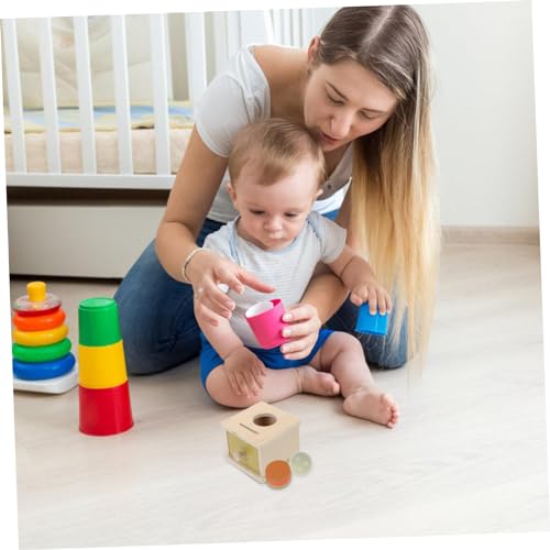 SOPOTUTU Montessori Holzspielzeug Box mit Ball und Münzwurf Robustes Vorschul Lernspielzeug zur Feinmotorikförderung für Fördert und Beobachtungsfähigkeit Stabile Kinderschublade von SOPOTUTU