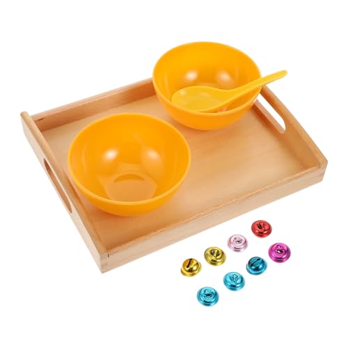 SOPOTUTU Montessori Schaufelglocken mit Holztablett Farbige Lernspielzeug zur Feinmotorik und Hand Auge Koordination Pädagogisches Vorschulspielzeug für Jungen und Mädchen Zufällige Farbe von SOPOTUTU