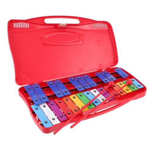 SOPOTUTU Musikinstrument Eisenplatten Percussion Piano Rot Tragbares Frühes Lernspielzeug Fingerfertigkeit Hand Auge Koordination und Musikalischem Interesse von SOPOTUTU