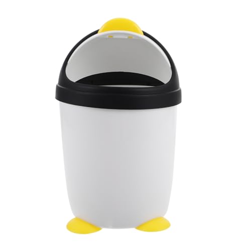 SOPOTUTU Pinguin-Mülleimer Desktop-Mülleimer Mini Karikatur Mülleimer für winzig klein abfallbehälter mit Deckel Abfallbehälter Abfallkörbe Schlafzimmer Müll kann Plastik Weiß von SOPOTUTU