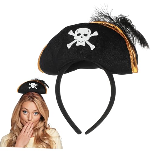 SOPOTUTU Piraten Haarband Halloween Stirnband mit Schädelmuster Cosplay Party Kopfschmuck für Kostümzubehör und Mottopartys Unisex Verstellbar aus Vliesstoff SOPOTUTU Piraten Haarband Halloween Stirnband mit Schädelmuster Cosplay Party Kopfschmuck für Kostümzubehör und Mottopartys Unisex Verstellbar aus Vliesstoff von SOPOTUTU