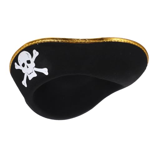SOPOTUTU Piratenhut Dreieckige Faschingshut aus Filz mit Goldrand Verstellbar und Bequem für Halloween Kostüm Rollenspielpartys Cosplay zubehör von SOPOTUTU