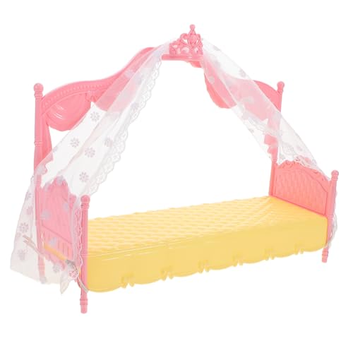 SOPOTUTU Prinzessinnenbett Spielzeugmöbel Kleinkinderbett Für Mädchen Kleinkinderbett Für Mädchen Miniatur Puppenhauszubehör Spielzeugbett Puppenbett Kleinkinderbettrahmen von SOPOTUTU