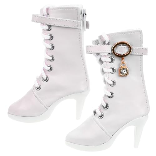 SOPOTUTU Puppen Stöckelschuhe Weiß Miniature High Heel Boots Puppenaccessoires Ersatz für Prinzessin Ankle Boots zum Ankleiden von SOPOTUTU