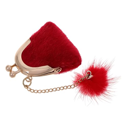 SOPOTUTU Puppen-schmuckbeutel Reisen Winzig Miniatur Dekoration Mini-Handtasche Mädchen Vorgeben Mini Doll Bag Puppenhandtasche Mini-Sachen Mini-puppenhaus-zubehör Rot Flaum von SOPOTUTU