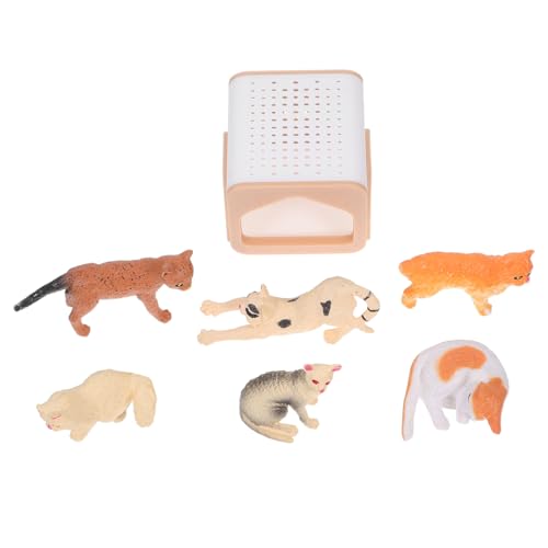 SOPOTUTU Puppenhaus -Haustier Interaktives Lernparteizubehör Kuchen -Topper -Miniatur Realistische Puppenhaus -katzenfiguren Dollhouse Interactive Pet Toys Warts Plastik von SOPOTUTU