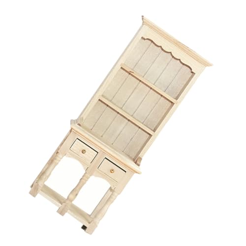SOPOTUTU Puppenhaus Möbel Modell Naturholz Miniaturmöbel mit Zwei Türen und Praktischer und Dekorativer Aufbewahrungsschrank für Puppenhaus Schlafzimmer Wohnzimmer Küche von SOPOTUTU