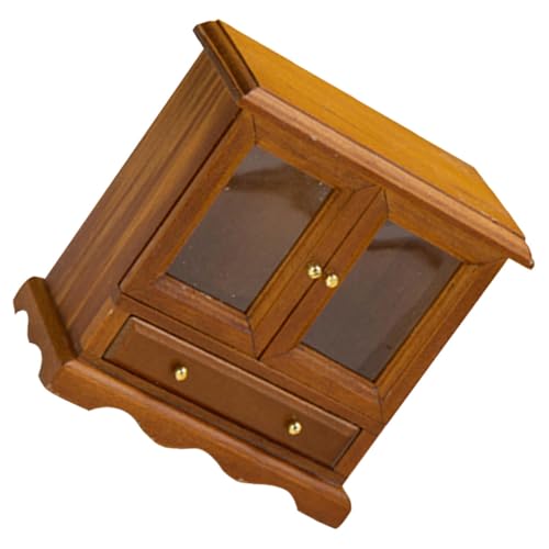 SOPOTUTU Puppenhaus Möbel Robustes Regal mit Offenem Doppeltür Schrank Europäischer Stil Schmaler Miniatur Schrank für Puppenhaus Dekoration von SOPOTUTU
