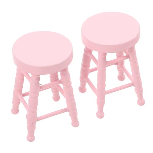 SOPOTUTU Puppenhaus Möbel Rund Hohe Beine Solide Holz Naturfinish Für Basteln Und Micro Szenen Rosa von SOPOTUTU