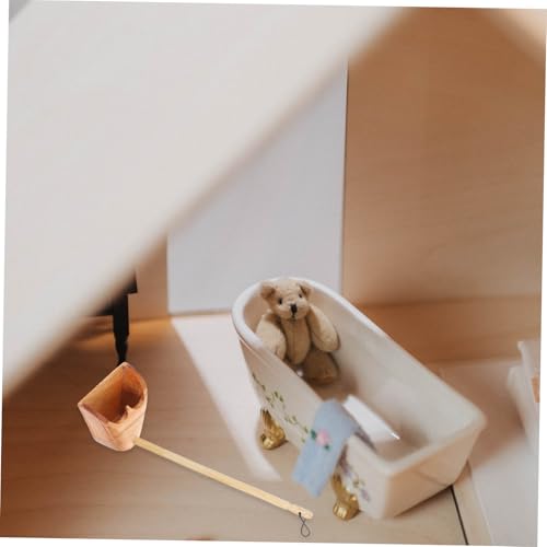 SOPOTUTU Puppenhaus Zubehör Langlebiges Holz Modell Realistisches Miniatur Reinigungsbürste DIY für Puppenmöbel und Kreative Spielszenen von SOPOTUTU