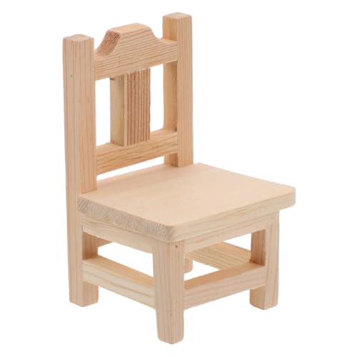 SOPOTUTU Puppenhausdekoration Dollhouse Schlafzimmermöbel Kleiner Hocker dekorativer Hocker winzige Möbel Holzstuhlmodell Modell des Puppenstubenstuhls Miniaturstuhl Mini-Hocker- Khaki von SOPOTUTU