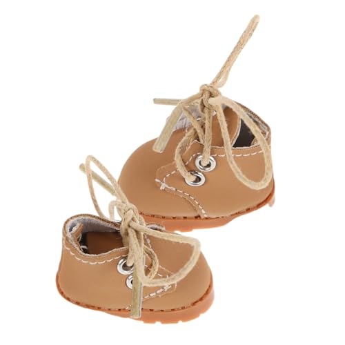 SOPOTUTU Puppenschuhe Miniatur Hellbraun mit Verstellbaren Schnürsenkeln Dekorative Bjd Dollhouse Schuhe für Babypuppen Display und Spiel Charmantes Design für Elegante Puppenbekleidung von SOPOTUTU