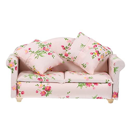SOPOTUTU Puppenstubensofa für kinderspielzeug weinachtsgeschenk für kindertag weihnachsgeschenke Holzsofa Couch- Mini-Möbelspielzeug Baumwollfabrik von SOPOTUTU