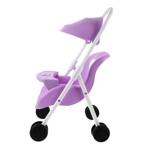 SOPOTUTU Puppenwagen Zubehör Simulation Doll Stroller aus Robustem Kunststoff für Puppenhaus Dekoration Rollenspiele und DIY Projekte in Lebendigem Violett von SOPOTUTU