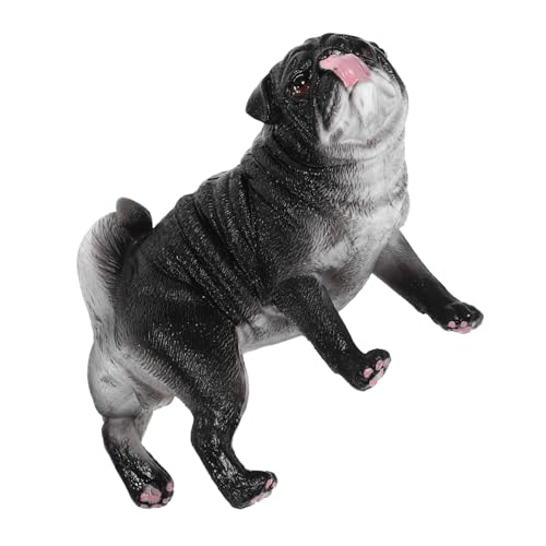 SOPOTUTU Realistische Kleine Pug Hundeskulptur Dekofigur aus Hochwertigem Material Detailgetreues Modell für Schreibtisch Wohnzimmer Büro Perfektes für Hundefans von SOPOTUTU