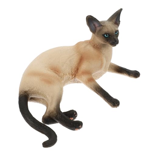 SOPOTUTU Realistische Kleine Siamkatze Figurine Leichte Tischdekoration aus Robustem Material Dekoratives Katzenmodell für Wohnzimmer Büro und Party für Katzenliebhaber von SOPOTUTU