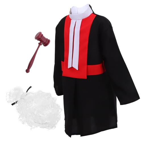 SOPOTUTU Richterkostüm mit Perücke und Robe Rollenspiel Zubehör für Realistische Richter Verkleidung für Fasching Karneval Rollenspiele und Home Education von SOPOTUTU