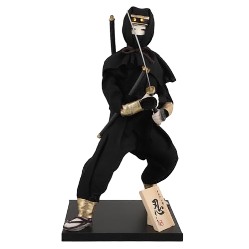 SOPOTUTU Samurai Actionfiguren Heimdekoration Samurai Modell Samurai Figur Kimono Puppe Heldenfiguren Miniatur Antike Figur Samurai Puppe Polyester Schwarz von SOPOTUTU
