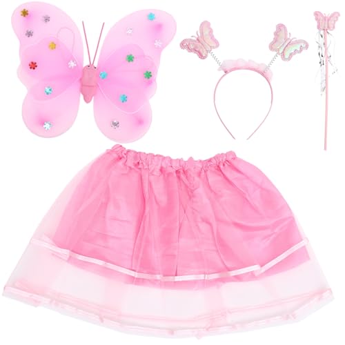 SOPOTUTU Schmetterlingsfee Kostüm Set für Mädchen Teiliges Set mit Flügeln Stirnband Rock und Zauberstab für Kostümpartys und Halloween SOPOTUTU Schmetterlingsfee Kostüm Set für Mädchen Teiliges Set mit Flügeln Stirnband Rock und Zauberstab für Kostümpartys und Halloween von SOPOTUTU