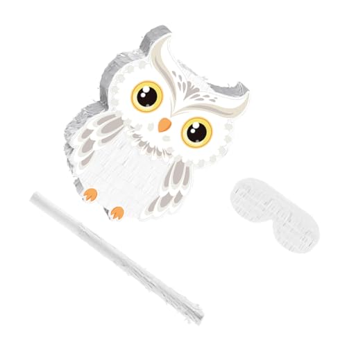 SOPOTUTU Schneeeulen Piñata mit und Augenbinde Robuste Niedliche Dschungeltiere für Kindergeburtstag Halloween Party Shower Vielseitige Dekoration und Spielspaß von SOPOTUTU