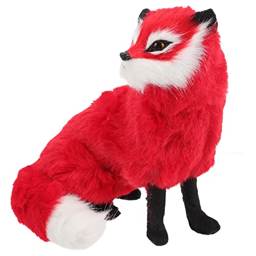 SOPOTUTU Simulation Fuchs Modell Animal Toys Tier für Kleinkinder ab 1 Jahr plushbit Plüsch ausgestopft Simulation Füchse Cartoon-Tier-Ornamente Kunststoff rot von SOPOTUTU