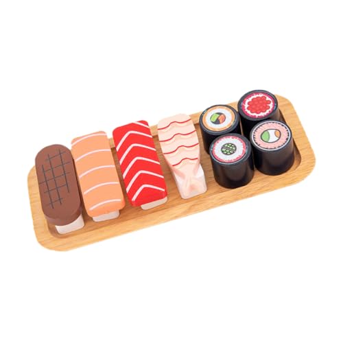 SOPOTUTU Simulation Sushi Edukatives Holzspielzeug mit Lebensechten Farbigen Sushi Modellen Fördert Kreativität Hand Auge Koordination Rollenspiel von SOPOTUTU
