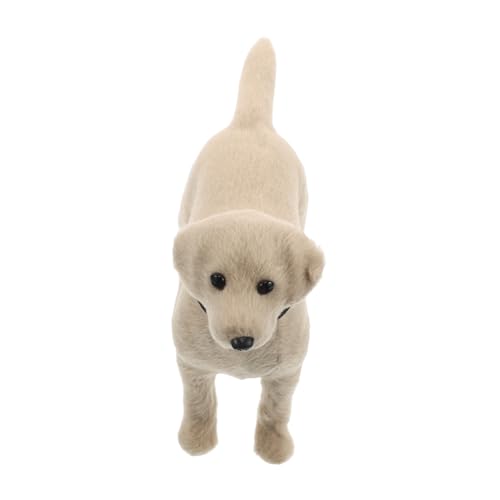 SOPOTUTU Simuliertes Hundemodell Miniaturtierverzierung realistische Hundefiguren für Hundemodelle Simulationstier Tiermodelldekor Labrador-Hundefigur Welpenfigur Statue Fell Weiß von SOPOTUTU