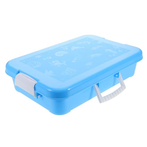 SOPOTUTU Spielsand-Aufbewahrungsbox aufbewahrungsbox für sandkasten Sandspielzeug Koffer leuchtende Sandschale Strandsichter Sandkästen Plastik Blue von SOPOTUTU
