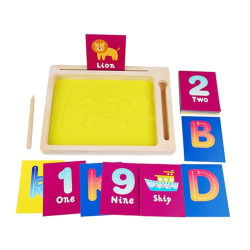 SOPOTUTU Spielzeugset zum Sandmalen Lernendes sensorisches Montessori-Lernspielzeug Montessori-Lerntablett Lernspielzeug für Kleinkinder pädagogisches Kinderspielzeug Holz von SOPOTUTU