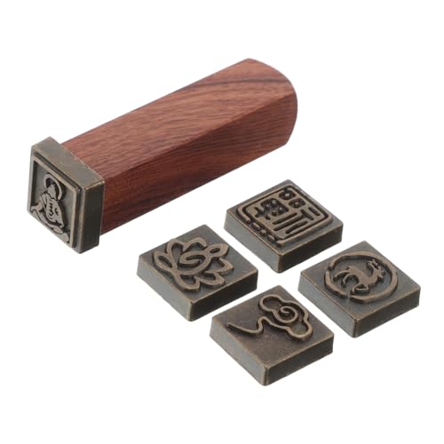 SOPOTUTU Stempel für Ton Stempel zum Basteln chinesische Kalligraphie siegelstempel Kalligraphie-Stempel Holzstempelset Chinesischer Stil Siegel Stempel aus Ton Mini-Stempel Magnet von SOPOTUTU