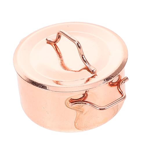 SOPOTUTU Suppentopfmodell Mini-puppenhauszubehör Küchenzubehör Für Puppenstuben Mini-puppenhaus-zubehör Miniaturkochgeschirr Topf Für Puppenhauszubehör Miniatur-Dinge Rose Gold Legierung von SOPOTUTU