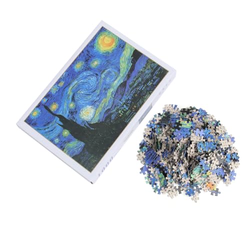 SOPOTUTU Teile Puzzle für Erwachsene und Sternennacht Ölgemälde Jigsaw Puzzle Farbenfrohes Kunstwerk Präzise Geschnitten Pädagogisches für Spaß und Entspannung von SOPOTUTU
