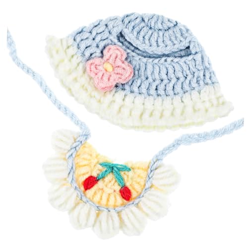 SOPOTUTU Teiliges Puppenkleidungsset für Puppen Häkelmütze und Spucktuch Süße Outfits Kompatibel mit Labubu Modische Puppenbekleidung für Fotoshootings und Puppenhausdekoration von SOPOTUTU